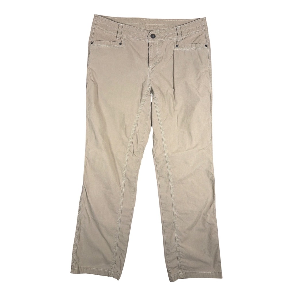 Kuhl Womens Khaki Tan Hiking Outdoor Pants Straight Leg Size 14 Reg Stretch